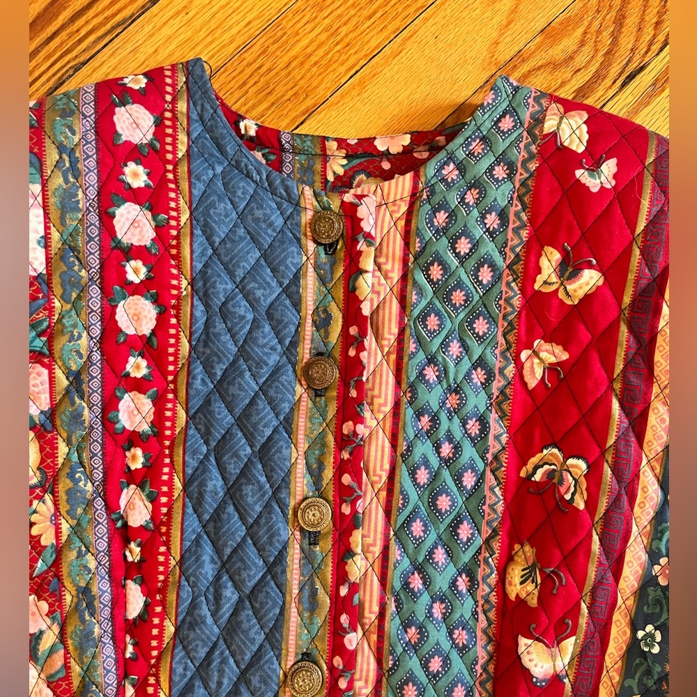 Quilted butterfly colorful vintage shell jacket - Picture 3 of 7